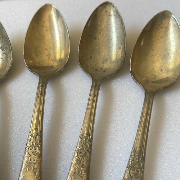VTG ca 1936-51 National silver Co. KES King Edward silver plate set 6 tea spoons - Picture 5 of 11